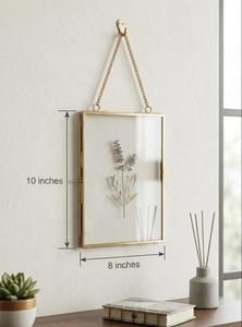 Rectangular Golden Home Decor Glass & Metal Hanging Picture <b>Frame</b> for <b>Wall</b> Decoration with 2 Sides Glass In 10x8 Inches - Product Image 2