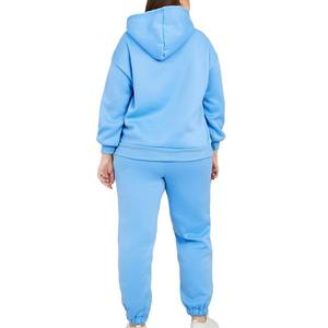 Ensemble de survêtement d'hiver personnalisé pour femme avec motif uni et patchs en strass sur le capuche - 100% coton, écologique, deux pièces, service OEM - Product Image 2