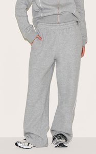 Conjunto Deportivo Gris para Mujer, Manga Larga, Corte Holgado, Cuello Alto con Cierre, Color Sólido, Ropa Casual con Bolsillos Laterales, Estilo Otoñal - Product Image 4