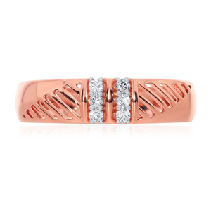 Bague en diamant à flux parallèle Chic Diamond Ring Rose Lattice, en or rose 14 carats, bague en diamant en or rose 14 carats poli - Product Image 2