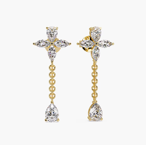Boucles d'oreilles tendance Betterstar en diamant plaqué or, taille poire, certifiées IGI, cultivées en laboratoire, pour femme - Bijoux d'anniversaire et de mariage - Product Image 1