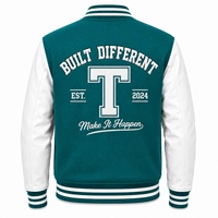 Veste universitaire à capuche d'hiver style baseball, personnalisable OEM, en toile imperméable, pour équipes universitaires, hommes et femmes, avec broderie de logo