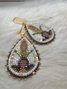 Gorgeous Floral Embroidered Beaded <b>Earrings</b> with Colorful Handmade Details for Stylish Ethnic and Contemporary Fashion - Product Image 6