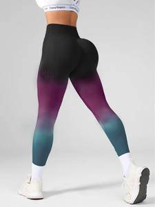 Leggings de yoga dégradés 9 couleurs pour femme, taille haute, effet froncé aux fesses, pantalon de sport sculptant pour femme, pantalon de fitness à chevilles ajustées - Product Image 3