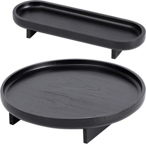 Luxury <b>Black</b> Gold Marble Effect Metal Vanity <b>Tray</b> Set 23cm and 19.5cm Round Storage Holder for Bathroom Sink - Product Image 4