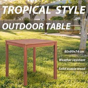 Table de jardin en bois d'acacia massif 31,5'' x 31,5'' x 29,1'' Table d'extérieur marron - Product Image 5