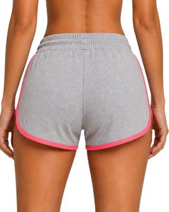 Custom <b>Grey</b> And Neon Pink <b>Women</b> Sports Running <b>Shorts</b> Quick Dry Breathable Elastic Waist Gym Fitness Casual Activewear <b>Shorts</b> - Product Image 2