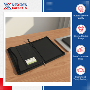 Carpeta de Presentación de Lujo Hecha a Mano de Calidad Excepcional, con Cierre, Grabado en Relieve e Impresión, Nexgen Exports, para Uso en Oficina, Superventas - Product Image 6