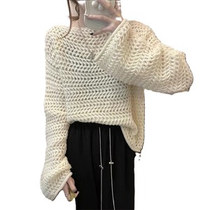 Nouvelle mode, mode toutes saisons, pull pour femmes à col carré, manches lanternes, couleur unie, 100% polyester, respirant, séchage rapide - Product Image 4