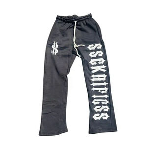 Pantalones de Hombre con Logotipo Personalizado de Alta Calidad, Pantalones Acampanados con Estampado Puff, Lavado Ácido, Algodón Orgánico - Product Image 2