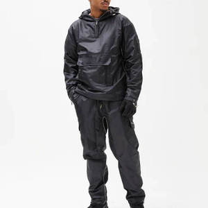 Wholesale Custom <b>Mens</b> Color Block Patchwork Windbreaker <b>Jacket</b> and Nylon <b>Track</b> Pants Set Lightweight windbreak Tracksuit - Product Image 5