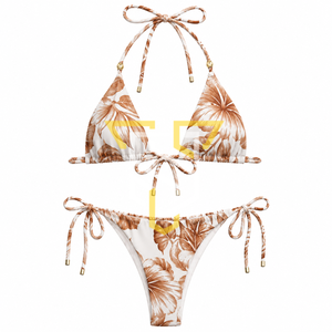 Women Solid Halter <b>Bikini</b> <b>Set</b> Tie Side <b>String</b> Bottom Spandex Polyester Breathable Two Piece - Product Image 2