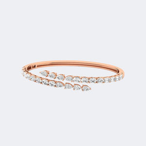 5.20CTW Lab Grown Pear Cut Diamond Oval Prong Set 9K Gold Plated IGI Certified Luxury Bangle Cuff <b>Bracelet</b> - Product Image 4