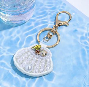 Porte-clés vintage faits à la main avec strass, couleur blanche, pour fête, lettres de l'alphabet multicolores, breloques de poignet scintillantes - Product Image 5