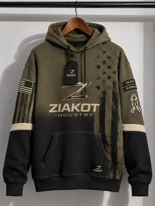 Sudadera de Fútbol Americano Negra con Bandera de EE. UU. Cosida a Medida, Estilo Vintage, de la Industria Ziakot de Pakistán, Venta al por Mayor Directa, Homenaje a los Servicios Militares - Product Image 1