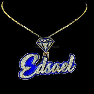 Personalizado azul esmalte D VVS Moissanite diamante 925 Plata sólida letra colgante fábrica Iced Out HipHop estilo para fiesta - Product Image 4