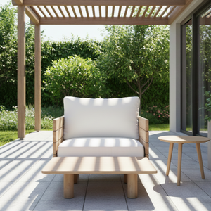 Modern Hotel Outdoor Teak <b>Sofa</b> with Weather Resistant Quick-Dry Cushion for Courtyard & Living Room Use - Product Image 6