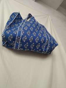 Sac fourre-tout artisanal en tissu de coton matelassé indien rose uni avec fermeture éclair, grand sac fait main pour femme, vente en gros - Product Image 5