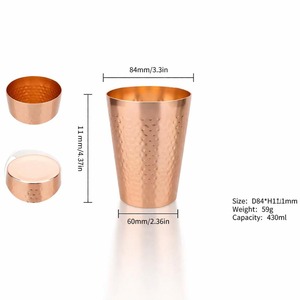 Verre à eau en cuivre de la série exclusive, design rare, finition lisse, vente en gros - Product Image 6