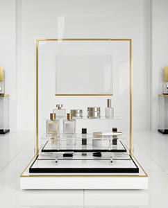 Luxurious Modern Clear Acrylic Cosmetic Display Customizable Countertop Easy Assembly for Eco-friendly Retail Solution - Product Image 1