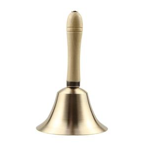 Cloche à main extra forte en laiton massif plaqué or poli avec poignée en bois, cloche polyvalente pour l'école, l'église, l'hôtel, Noël - Product Image 2