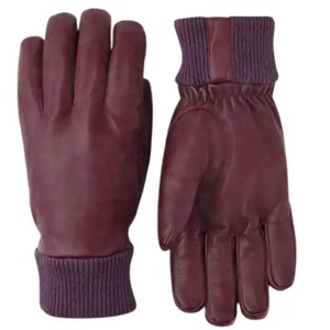 Guantes de Conducción Unisex de Cuero Impermeables con Protección UV, Aislamiento Térmico para Invierno, Color Morado, con Puño de Punto - Product Image 1