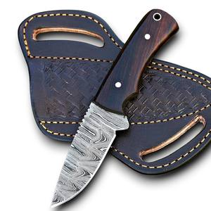 Cuchillo de caza fijo de acero de Damasco de 7 pulgadas con hoja de punta caída y espiga completa, afilado como una navaja, de alta gama, para camping y uso diario (EDC), disponible para DIY y OEM/ODM. - Product Image 1