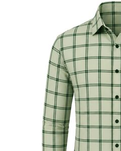 Camisa de Franela de Algodón a Cuadros Verde Salvia para Hombre, Manga Larga, con Botones, Estilo Casual y Formal, para Oficina, Personalizable - Product Image 4