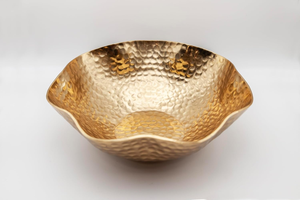 Wave Edge Scalloped Design Wabi Sabi Bloom Shape <b>Large</b> Decorative Hammered Metal Modern Handicraft Bowls Dishwasher <b>Safe</b> - Product Image 3