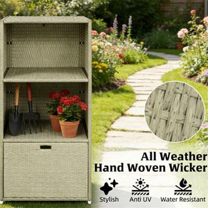 Portasciugamani da piscina con armadietto e ripiano per organizzare il tuo spazio esterno - Product Image 2