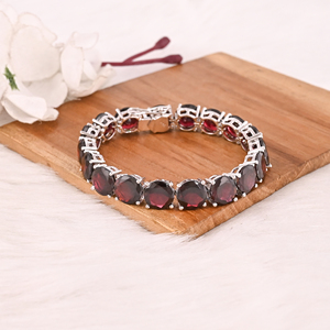 High Quality 925 Sterling Silver Garnet Tennis <b>Bracelet</b> Luxury Gemstone Jewelry for Unisex - Product Image 1