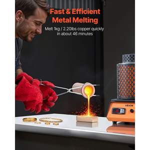 Fornace Elettrica per Metalli 1350W con Crogiolo in Ceramica da 3kg, Kit per Fusione Oro, per Creazione Gioielli e Forni Industriali - 1150°C per Barre Metalliche - Product Image 2