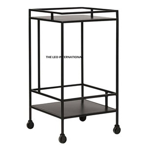 Round Shape Small Hotel <b>Trolley</b> Glass Shelves 2 Contemporary Design Durable <b>Metal</b> Multi-Functional Commercial Grade - Product Image 4