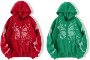 Sudadera con capucha y cremallera unisex roja, de forro polar extragrande, informal, con estampado de dragón, para otoño - Product Image 5