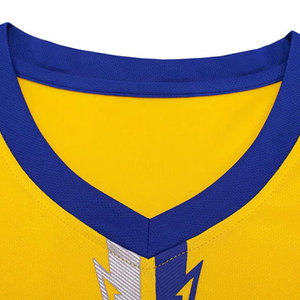 Ensemble de maillot de football jaune et bleu pour hommes, col en V, manches courtes, uniforme respirant pour adultes, toutes saisons - Product Image 3