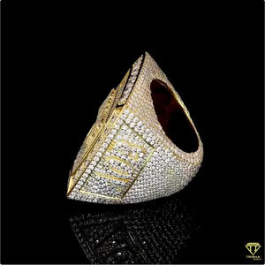 Moissanite Diamond Iced Out Custom <b>Name</b> Pinky <b>Ring</b> in 14K Yellow Gold Micro Pave Hip Hop Statement <b>Ring</b> - Product Image 5