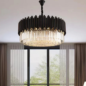 Lustre moderne Art Déco en laiton noir, luminaire suspendu rectangulaire à tambours étagés, éclairage économique 2700K blanc chaud doux <span class=keywords><strong>pour</strong></span> salle à manger - Product Image 4
