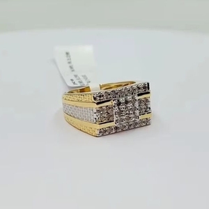 Elegante Anillo de Diamantes Naturales en Oro Amarillo de 14K, Certificado IGI, Claridad GH SI, Color G, Corte Brillante, Chapado en Rodio, Joyería Fina - Product Image 1