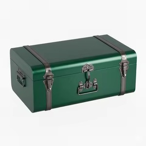 Handcrafted Industrial Style Iron Storage Trunk <b>Box</b> Hinged Lid Large Multi-functional for Living Room Bedroom Organization - Product Image 1