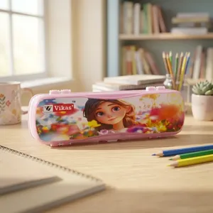 VIKAS <b>Pink</b> Coloured Pencil <b>Box</b> X ULTRA Size with Strong Clip Closure Hard Plastic Durable Pencil Storage Organizer for School - Product Image 6