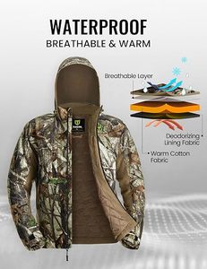 Ensemble veste et pantalon de chasse camouflage pour homme, softshell respirant, vêtements d'extérieur, équipement d'automne, manches longues avec capuche - Product Image 5