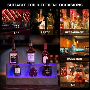 20-Inch LED <b>Lighted</b> Liquor Bottle Display Shelf DIY Illuminated <b>Wall</b> & Bar Display with <b>Remote</b> <b>Control</b> 2 Shelves - Product Image 2
