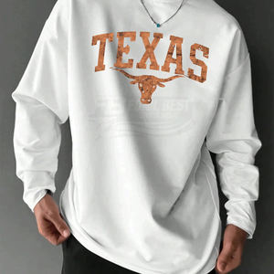 เสื้อยืดแขนยาวผู้ชาย Texas Longhorn Blank 260 กรัม ผ้าฝ้าย 100% สไตล์ลำลอง ทนทาน สวมใส่สบาย ระบายอากาศได้ดี เป็นมิตรกับสิ่งแวดล้อม แห้งเร็ว - Product Image 1