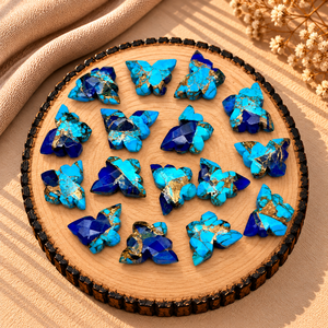 Cuentas de Piedras Preciosas Facetadas en Forma de Mariposa, Color Azul Cielo, Azul Oscuro, Cobre y Turquesa, de 14x10 mm, para la Fabricación de Joyas, Suministros al por Mayor - Product Image 6