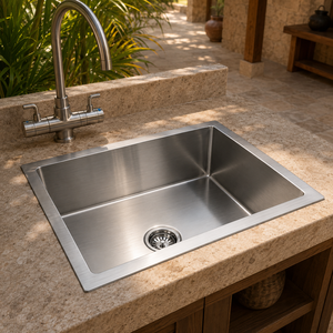 Fregadero de Cocina de Acero Inoxidable 304, de un Solo Tazón, Rectangular, Acabado Cepillado, para Múltiples Usos - Product Image 2