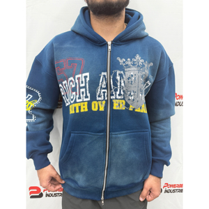 Sweat-shirt unisexe vintage personnalisé 2026 en coton 100% délavé à l'acide, coupe ample, avec impression sérigraphique, style streetwear, à capuche zippée - Product Image 6