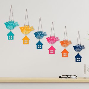 Décoration murale en bois MDF moderne, grande taille, multicolore, avec des oiseaux en vol, pour la maison, le salon, le bureau - Product Image 4