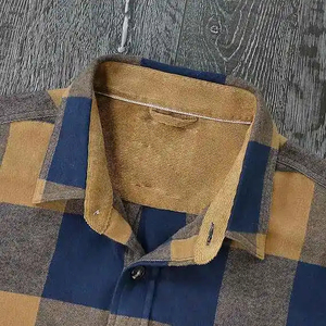 Chemise en flanelle unie pour homme, manches longues, col mandarin, 100% coton, respirante, pour l'été - Product Image 5