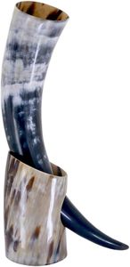 Vaso para Beber de Cuerno de Búfalo, Forma Natural, Pulido, Estilo Rústico, Coleccionable, Correa de Cuero Resistente - Product Image 4