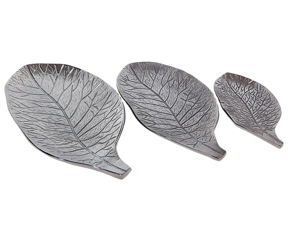 Bulk Multi Designer Aluminum Decor Leaf Tray Unique Decorative Light Up Snack Food Serving Metal Tray